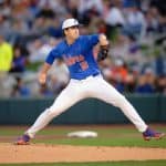 Florida Gators freshman pitcher Liam Peterson throws against Columbia- 1280x853