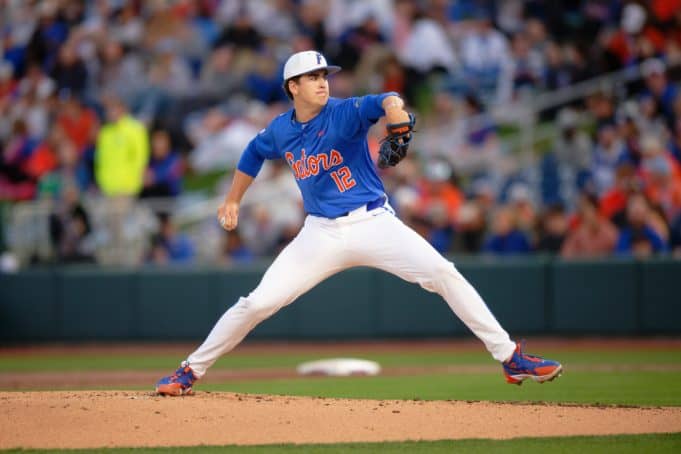 Florida Gators freshman pitcher Liam Peterson throws against Columbia- 1280x853