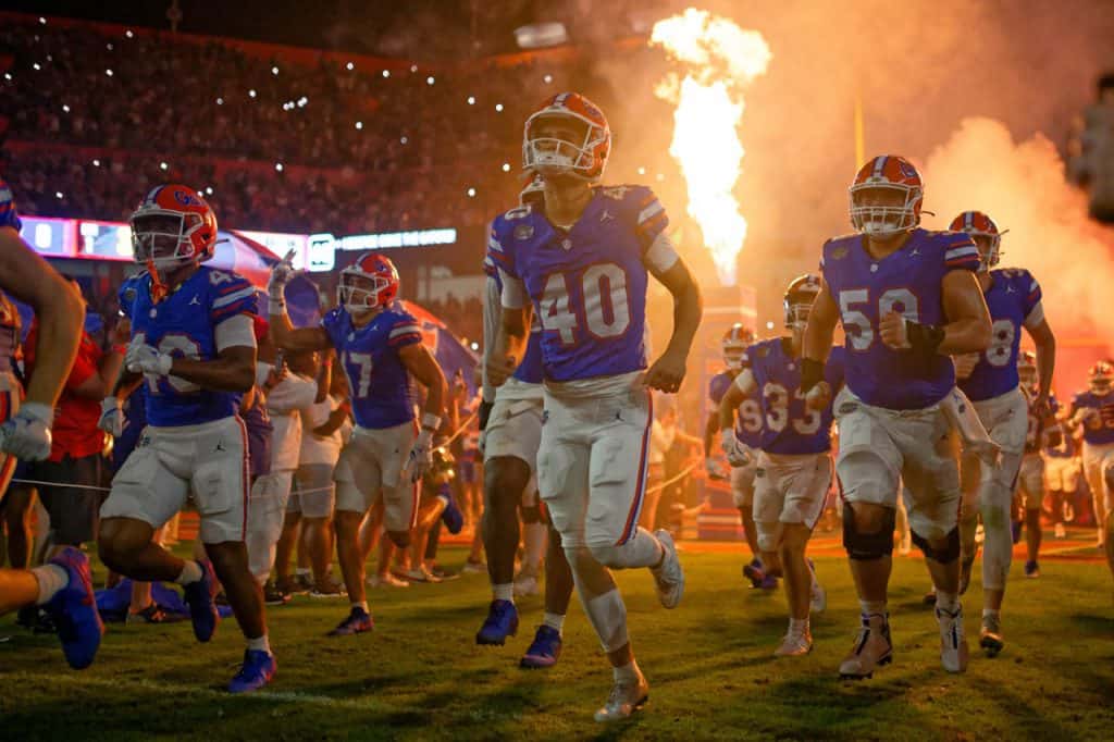 The Florida Gators run out of the tunnel before teh UCF game- 1280x853