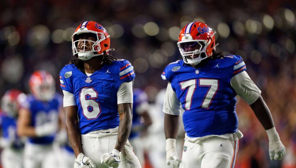 Florida Gators WR Elijhah Badger celebrates against Kentucky- 1280x853
