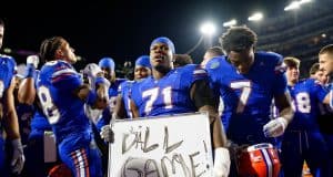 The Florida Gators celebrate the big win over LSU on Saturday in the Swamp-1280x853