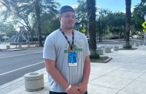 Offensive lineman Graham Houston at the Orange and Blue game-951x989