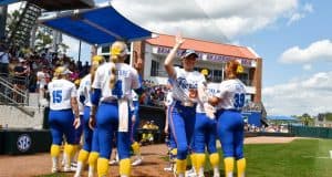 Florida Gators outfielder Kendra Falby before the Texas game- 1280x853