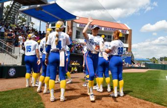 Florida Gators outfielder Kendra Falby before the Texas game- 1280x853
