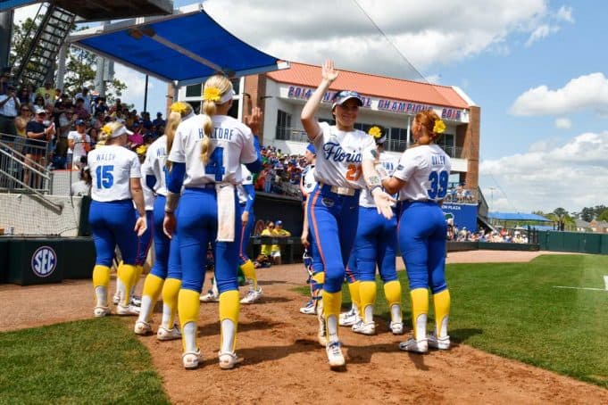 Florida Gators outfielder Kendra Falby before the Texas game- 1280x853