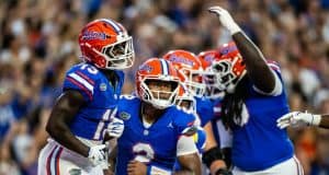 Florida vs No.9 Texas Roundtable Florida Gators QB DJ Lagway and his teammates celebrate a touchdown against LIU- 1280x853