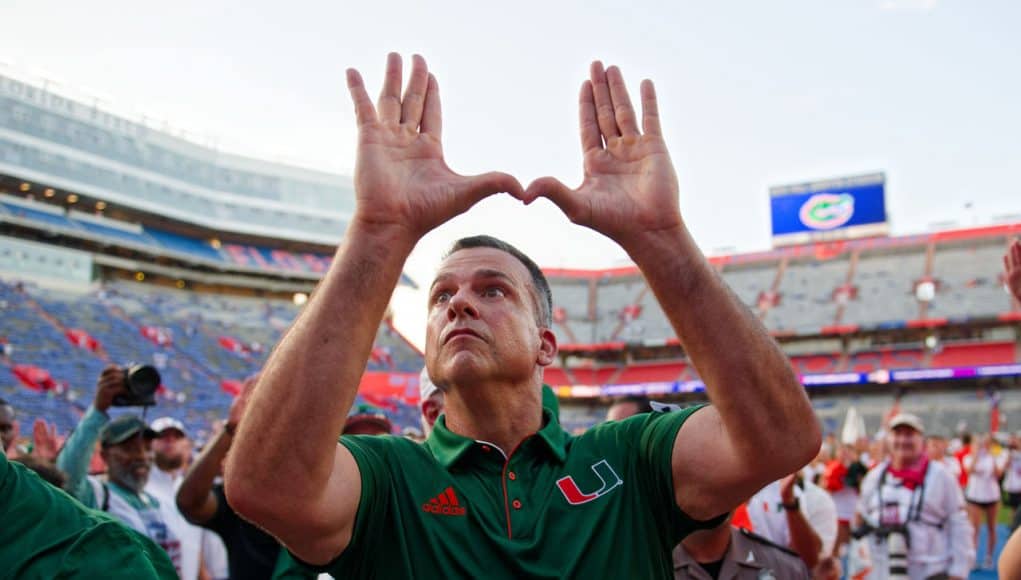 Miami Hurricanes head coach Mario Cristobal_University of Florida Gators vs University of Miami Hurricanes_110