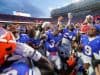 The Florida Gators celebrate the win over Texas after the game- 1280x853