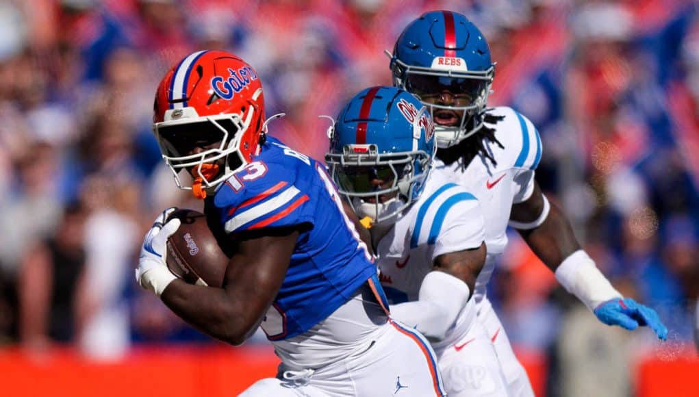 Florida Gators running back Jadan Baugh #13_University of Florida Gators vs Ole Miss Rebels_0040