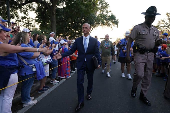 Florida Gators head coach Billy Gonzales at Gator Walk before the Tennessee game-1280x853