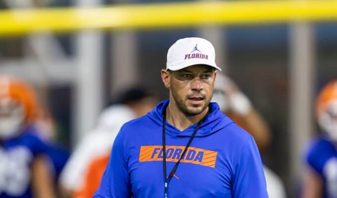Florida Gators head coach Jon Sumrall at spring practice- 1280x853
