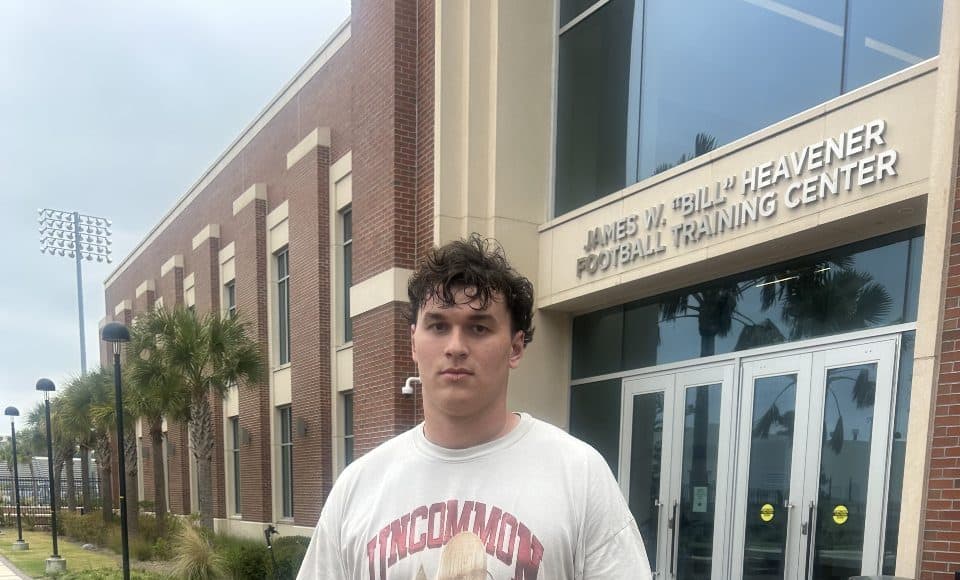 Offensive lineman Max Hiller at UF spring scrimmage Offensive lineman Max Hiller at UF spring scrimmage- 960x1280
