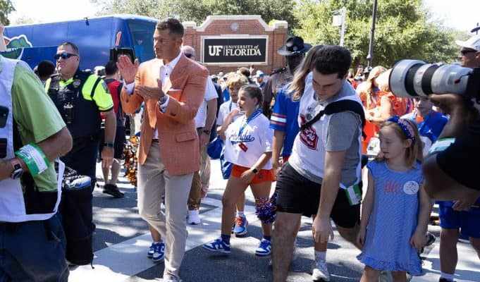 Florida Gators head coach Jon Sumrall at Gator Walk before Ole Miss-1280x856