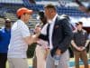 Florida Gators head coach Jon Sumrall at Gator Walk before the Campbell game- 1280x853
