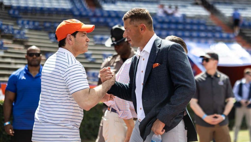 Florida Gators head coach Jon Sumrall at Gator Walk before the Campbell game Florida Gators head coach Jon Sumrall at Gator Walk before the Campbell game- 1280x853