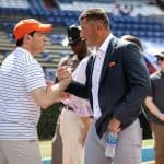 Florida Gators head coach Jon Sumrall at Gator Walk before the Campbell game- 1280x853