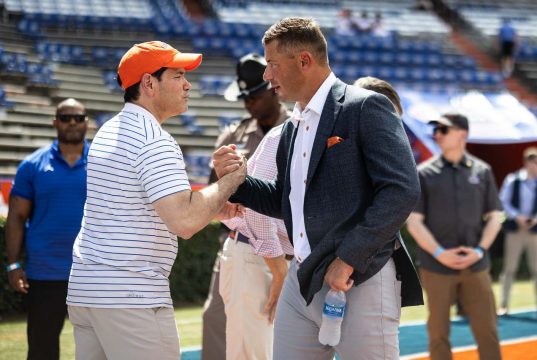 Florida Gators head coach Jon Sumrall at Gator Walk before the Campbell game- 1280x853