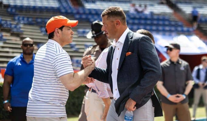 Florida Gators head coach Jon Sumrall at Gator Walk before the Campbell game- 1280x853