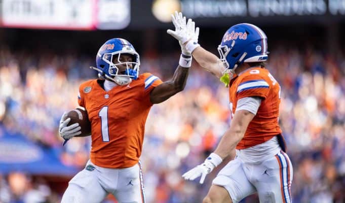 Florida Gators receivers Vernell Brown III and Bailey Stockton- 1280x853