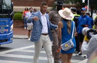 Florida Gators head coach Jon Sumrall before the South Carolina game-1280x853